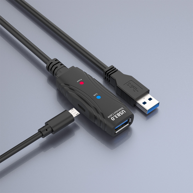 USB 3.0 produžni kabel sa signalnim pojačalom i prijemnikom, USB muško-ženski spoj, za pisače i nadzor