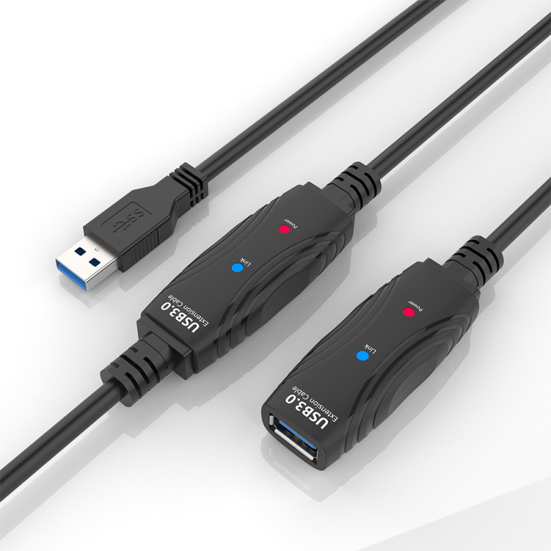 USB 3.0 produžni kabel sa signalnim pojačalom i prijemnikom, USB muško-ženski spoj, za pisače i nadzor