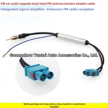 Autóhoz készült RF Fakra férfi csatlakozó erősítővel az antenna jel boosterhez — Réz, 0,02 kg, Evoresn/Yisen, kompatibilis Volkswagen/BMW/Audi