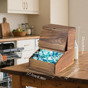 Cutie de depozitare din lemn cu lacăt, stil retro, sculptată din lemn natural, organizator de birou