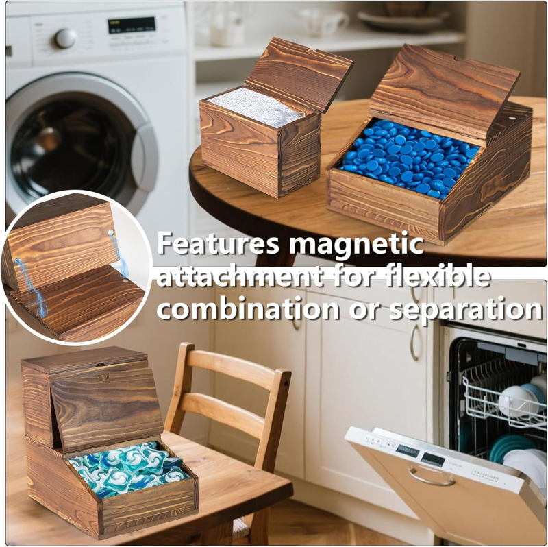 Cutie de depozitare din lemn cu lacăt, stil retro, sculptată din lemn natural, organizator de birou