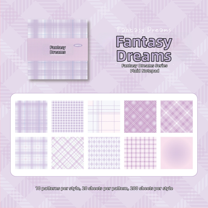 Memo blok poznámok – Fantasy Dream, odtrhnuteľný, 200 strán, korejský štýl svieži dizajn, nelepivý (Značka: Good Poetry; Tvar: papierové tehličky)