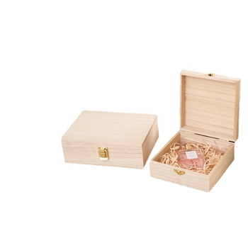 Cutie de depozitare din lemn cu lacăt, dreptunghiulară, lemn natural, model Z5, dimensiuni interioare personalizabile, imprimare a logo-ului