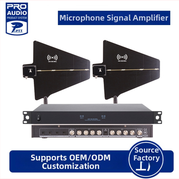 Anténny zosilňovač pre bezdrôtový mikrofón – model 2026, 450–950 MHz, impedancia 50 Ω, dosah až 300 m, rozhranie BNC