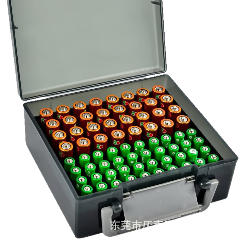 Syc-406 Kutija za pohranu baterija, 72 pretinaca za baterije 5/7, Stolni organizator, preklopni poklopac, plast + spužva