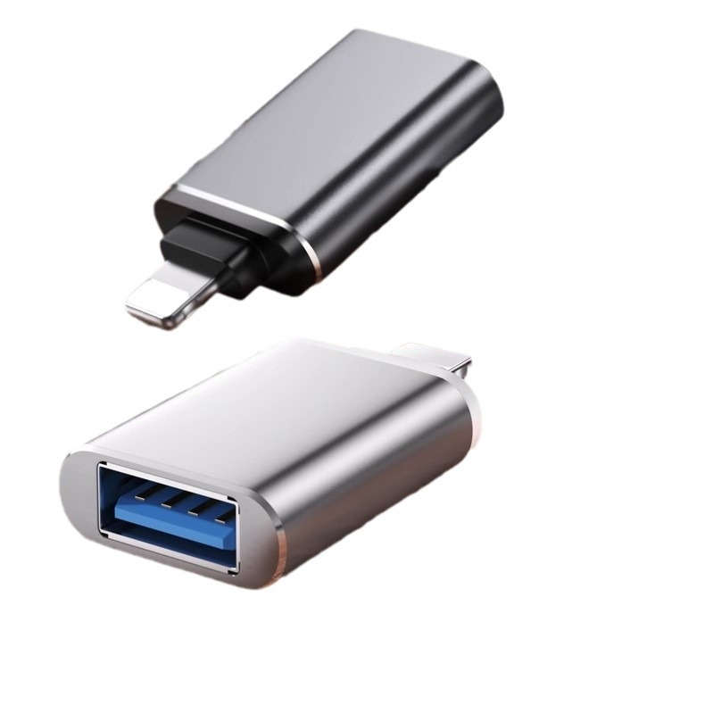 Kovový USB dátový adaptér s Type-C na Lightning konektor, model Lightning Head, pre mobilné externé úložisko