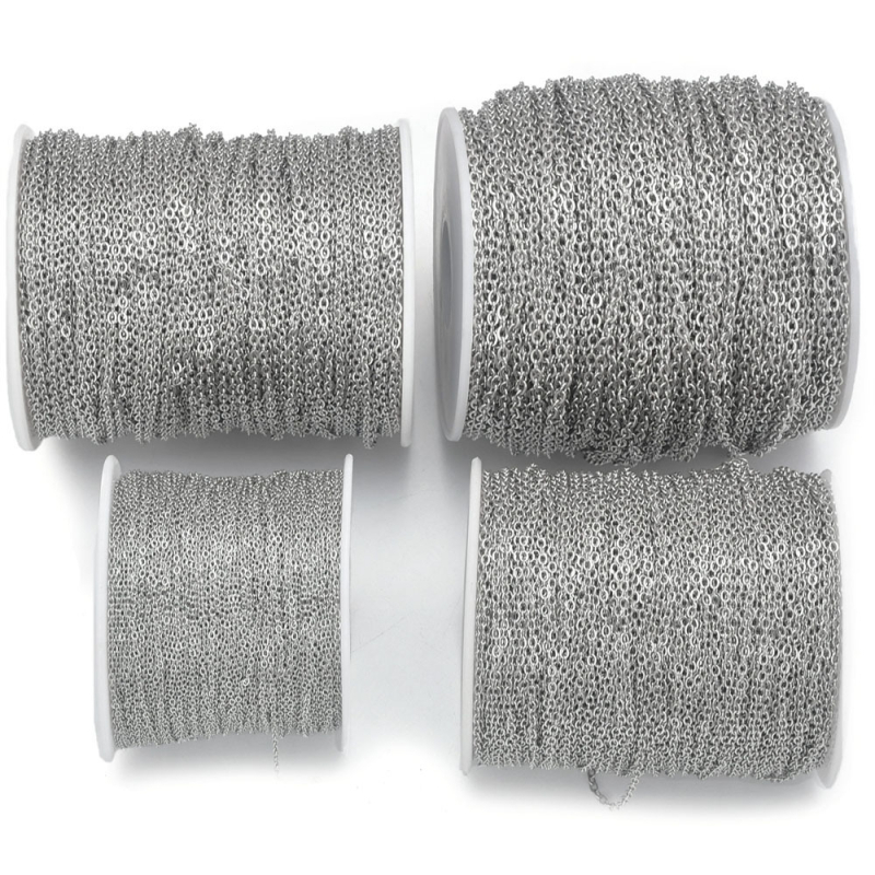 Șir O din oțel inoxidabil cu design plat în cruce, electroplatat, 100 m pe rolă