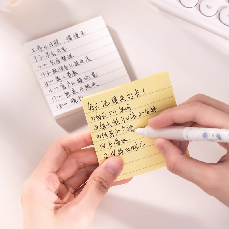 Note adezive Deli cu linii orizontale, 100 coli, pentru elevi, BT300 BT301 BT302 BT303, ambalaj de bază