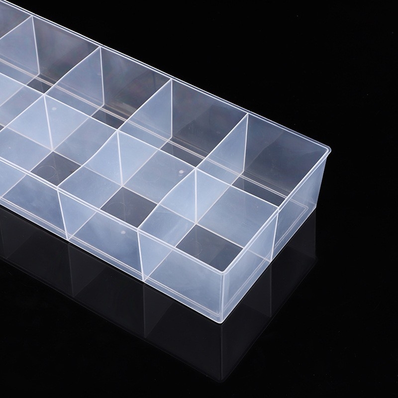 PP bez poklopca kutija za pohranu s 10 pretinaca, prozirna plastična kutija, 12 L
