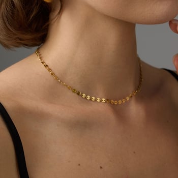 Colier St.delan, lanț disc din oțel titan, placare aur 14K, design disc