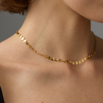 Colier St.delan, lanț disc din oțel titan, placare aur 14K, design disc