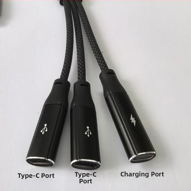 Type-C към 3-портов OTG разделител-докинг адаптер — 60W бързо зареждане, пренос на данни, външно захранване