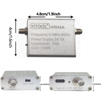 Ht004A Автомобилен усилвател на сигнала 0.1–6 GHz, пълен обхват, нисък шум, с батерия