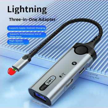 HCINOO MH393 adaptor OTG 3-în-1 Lightning către Type-C pentru Apple iPhone/iPad – căști, încărcare și transfer de date