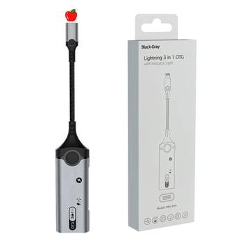 HCINOO MH393 adaptor OTG 3-în-1 Lightning către Type-C pentru Apple iPhone/iPad – căști, încărcare și transfer de date