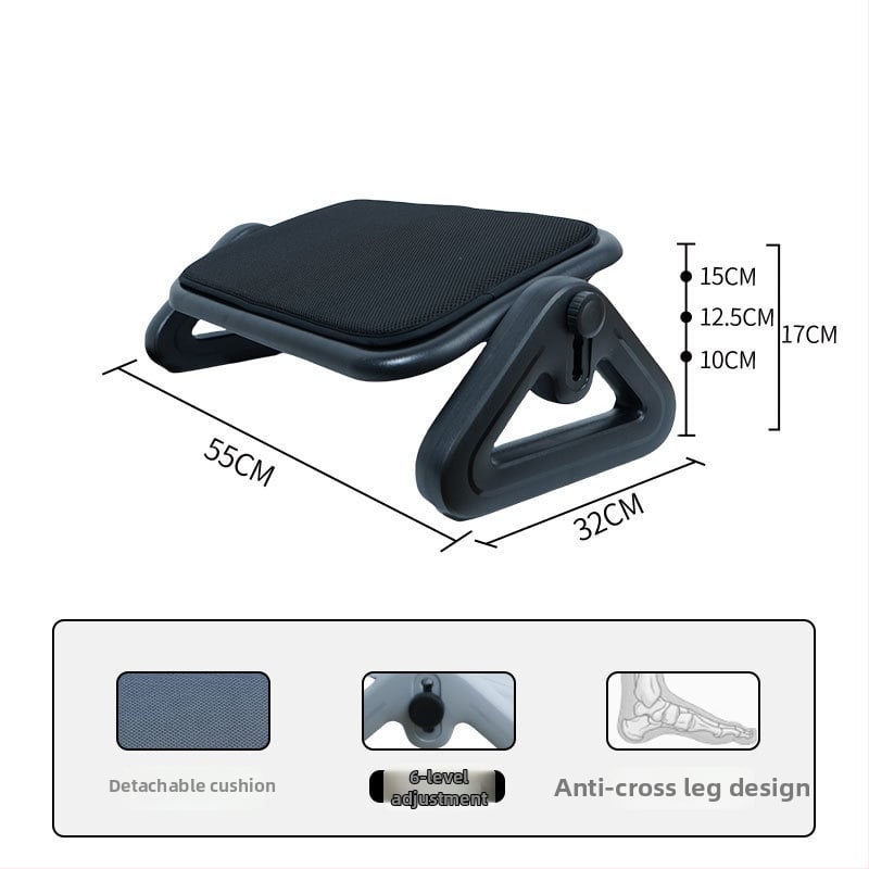 Irodai lábtámasz, rögzített a helyes testtartáshoz, JT06A (Anyag: Műanyag; Funkciók: Szét- és összeszerelés, Emelés; Alkalmas: Felnőttek)