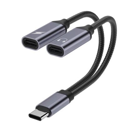 USB-C na dvostruki USB-C ženski adapter – DAC pretvarač i brzo punjenje za mobitele i računala