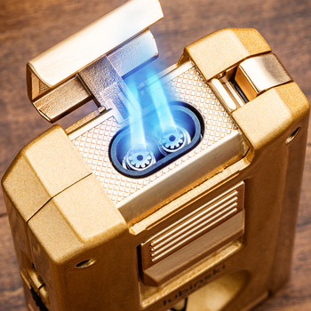 Lubinski szivar öngyújtó – cinkötvözet, bután, szélvédett, lyukfúró és dupla szivarvágó