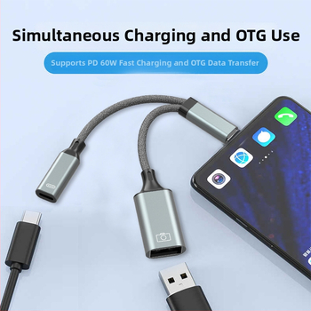 Type-C 2-u-1 USB 3.0 pleteni OTG adapter kabel za Apple iPhone Lightning