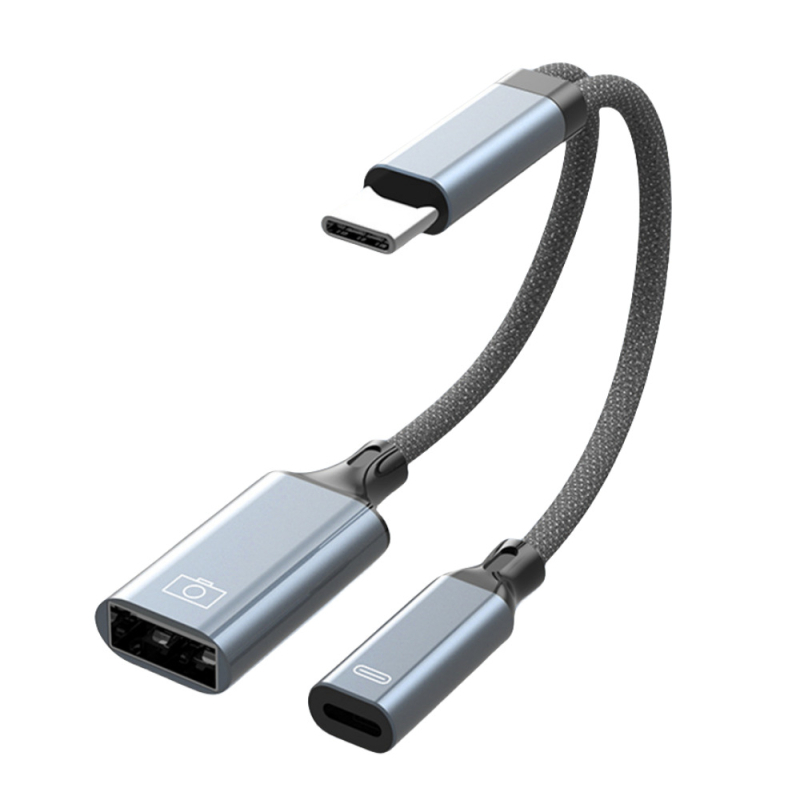 Type-C 2-u-1 USB 3.0 pleteni OTG adapter kabel za Apple iPhone Lightning