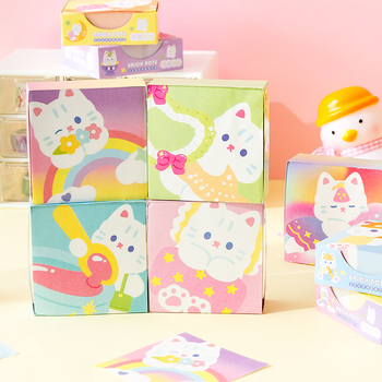 Foi de notițe cu pisicuță, non-adezive, bloc de notițe pătrat, 250 pagini, pentru școală și birou