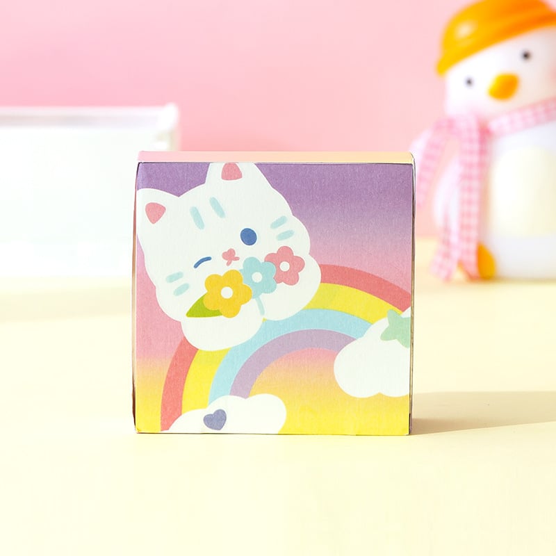 Foi de notițe cu pisicuță, non-adezive, bloc de notițe pătrat, 250 pagini, pentru școală și birou