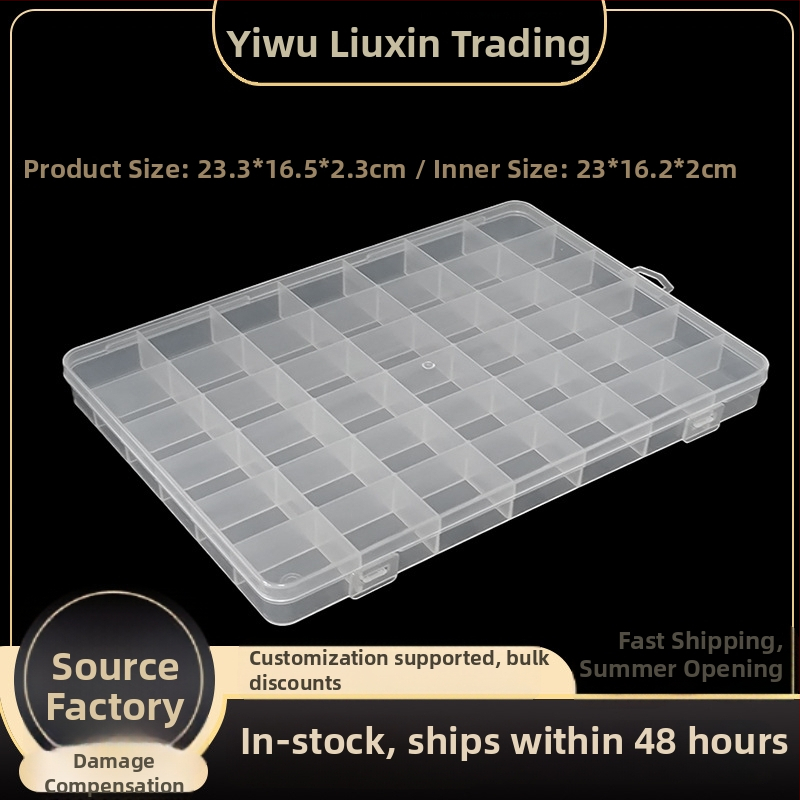 Κουτί οργάνωσης με 42 διαμερίσματα από διαφανές PP πλαστικό, με καπάκι, για χάντρες και μικρά εξαρτήματα