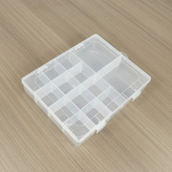 Cutie de depozitare din plastic transparent cu 14 compartimente, capac, pentru mărgele, bijuterii și unelte mici