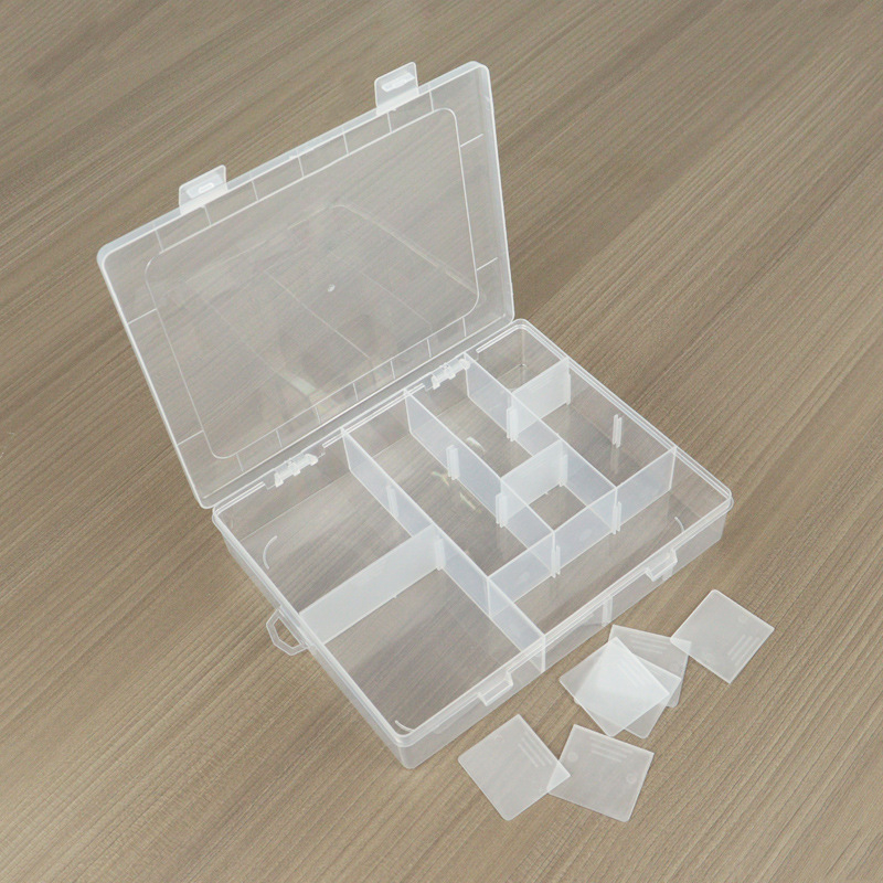 Cutie de depozitare din plastic transparent cu 14 compartimente, capac, pentru mărgele, bijuterii și unelte mici