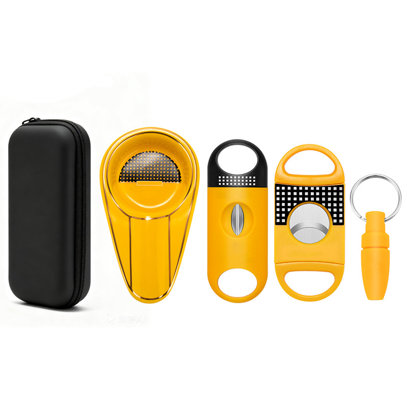 Jialong set dodatne opreme za cigare: keramički pepeljar, rezač za cigare, plamenik za cigare i poklon vrećica