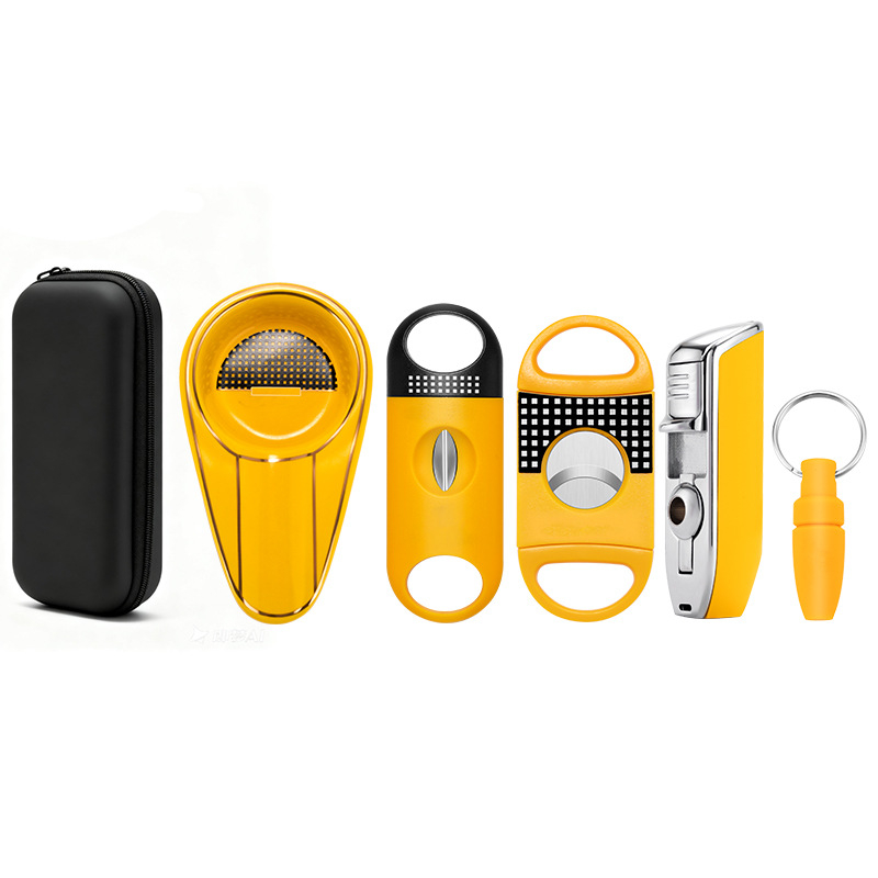 Jialong set dodatne opreme za cigare: keramički pepeljar, rezač za cigare, plamenik za cigare i poklon vrećica