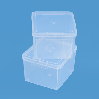 Cutie de depozitare pentru birou din plastic PP, cu capac care se deschide, transparentă, protecție împotriva prafului, 1 L, modelul 9060