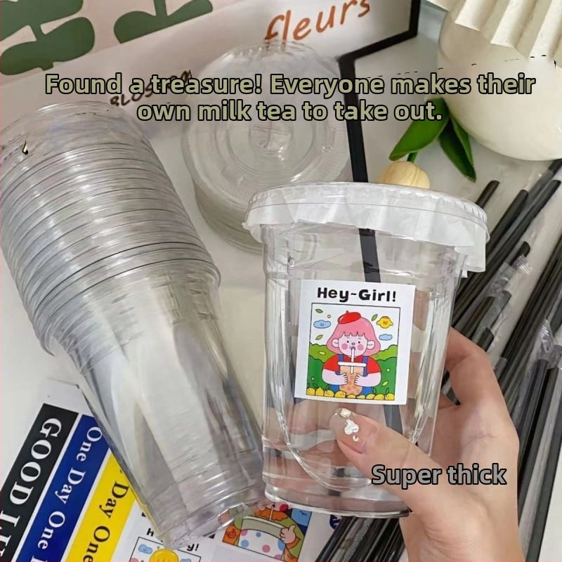 Jednokratna čaša za mliječni čaj s poklopcem za hladna pića, prozirna PET plastična čaša, kapacitet iznad 1 L