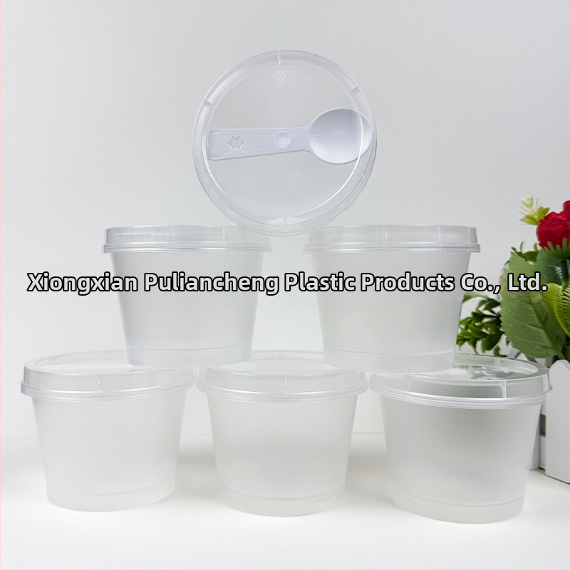 Jednokratna prozirna plastična čašica za jogurt s poklopcem, PP plast, sitotisk loga