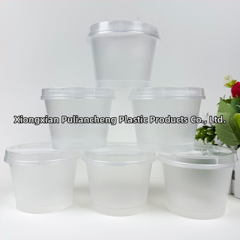 Jednokratna prozirna plastična čašica za jogurt s poklopcem, PP plast, sitotisk loga