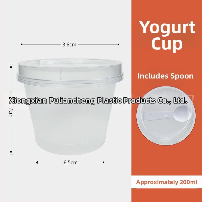 Jednokratna prozirna plastična čašica za jogurt s poklopcem, PP plast, sitotisk loga