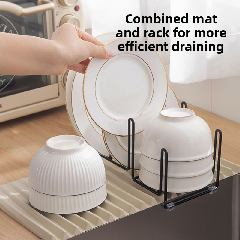 Silikonasta podloga za odvod u kuhinji, protuklizna, toplinska izolacija, odvod i držač posuđa