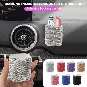 Cutie de depozitare pentru ruj, montură auto cu paiete, din plastic, stil ușor luxos, montaj pe perete prin ventuză, un singur nivel, pentru dormitor și baie