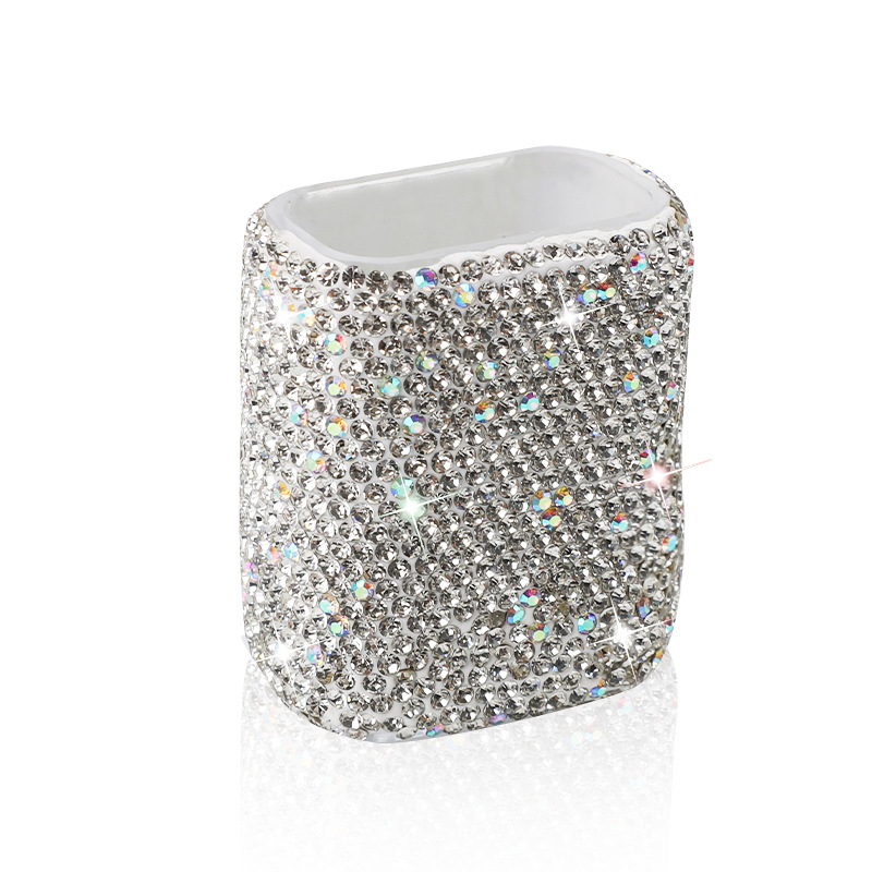 Cutie de depozitare pentru ruj, montură auto cu paiete, din plastic, stil ușor luxos, montaj pe perete prin ventuză, un singur nivel, pentru dormitor și baie