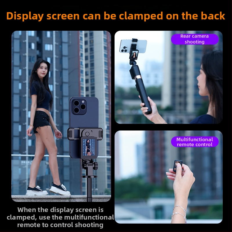 CL07 selfie tyč s projekciou obrazovky, zobrazenie v reálnom čase, teleskopická hliníková tyč, stabilizácia proti otrasom, Bluetooth diaľkové ovládanie