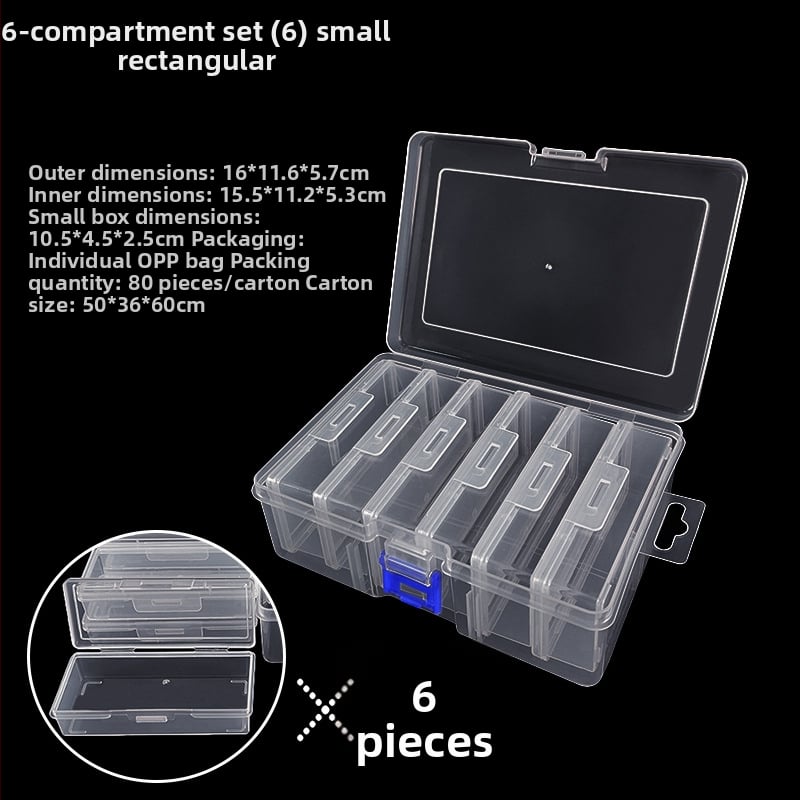 Κιβώτιο αποθήκευσης από PP με καπάκι, 6 διαμερίσματα, για καθολική συσκευασία