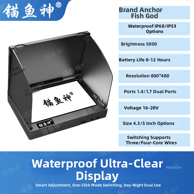 Nepriestrelný sonarový displej na ryby, ultra jasný obraz, hĺbka 0,6–30 m, napájanie DC 10–18V, jedným tlačidlom režim, nový model