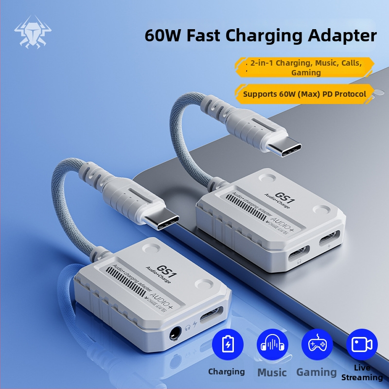 USB-C na 3,5 mm audio adaptér, 2-v-1 USB-C slúchadlový adaptér pre Apple iPad, model GT2-H12F, Plextone
