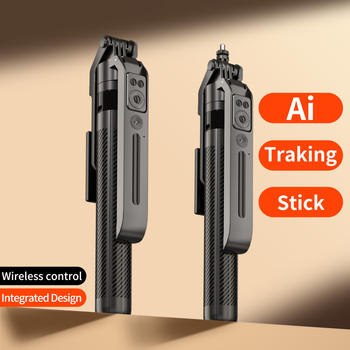 Selfie stick cu gimbal AI pentru urmărire facială, 360° rotație, corp din aliaj de aluminiu, telecomandă inclusă, Bluetooth