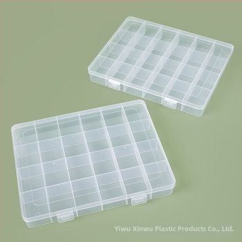 Κιβώτιο αποθήκευσης με 24 διαμερίσματα και καπάκι, PP πλαστικό, για εξαρτήματα και κοσμήματα