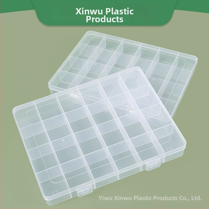 Κιβώτιο αποθήκευσης με 24 διαμερίσματα και καπάκι, PP πλαστικό, για εξαρτήματα και κοσμήματα
