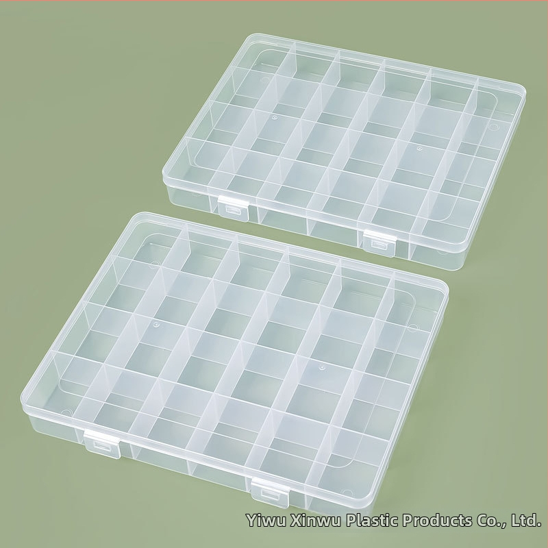 Κιβώτιο αποθήκευσης με 24 διαμερίσματα και καπάκι, PP πλαστικό, για εξαρτήματα και κοσμήματα