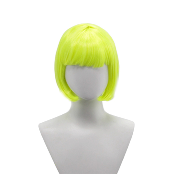 Perucă pentru păr scurt drept, tunsoare bob cu breton, pentru femei, material: mătase autohtonă