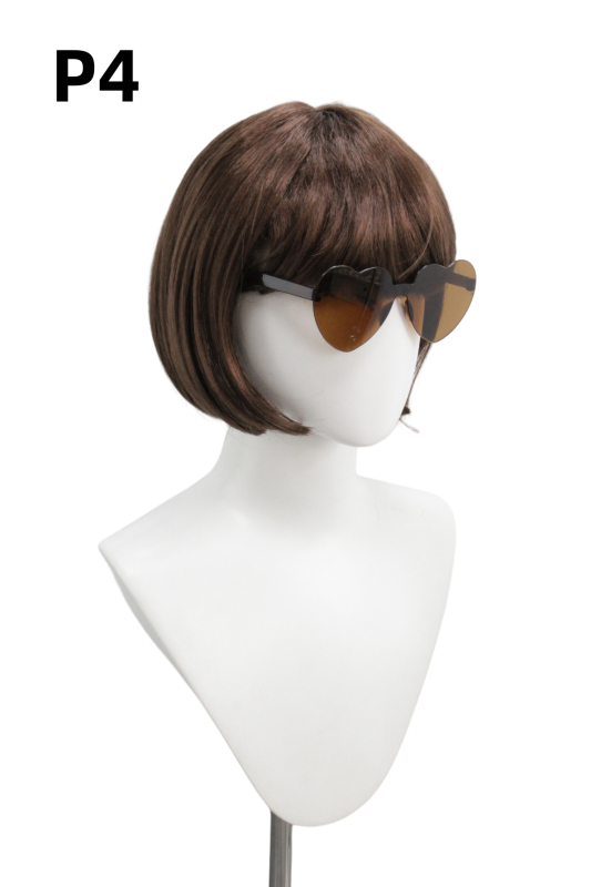 Perucă pentru păr scurt drept, tunsoare bob cu breton, pentru femei, material: mătase autohtonă