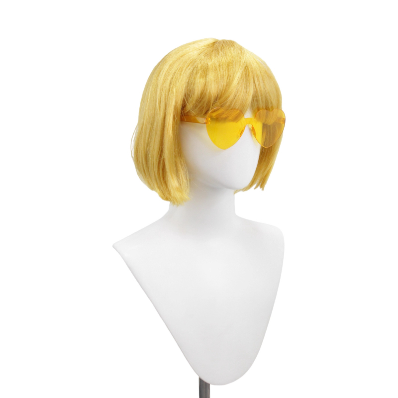 Perucă pentru păr scurt drept, tunsoare bob cu breton, pentru femei, material: mătase autohtonă